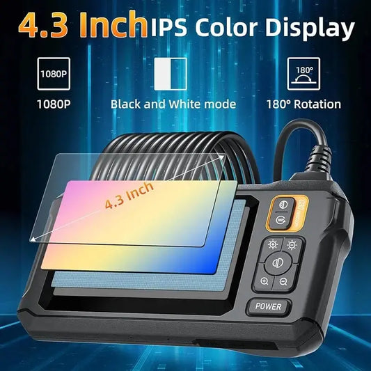 Cámara endoscópica industrial de 8 mm, HD1080P, pantalla IPS de 4,3 pulgadas, 1080P, para inspección de tuberías, para reparación de automóviles, IP67, resistente al agua, 8 LED