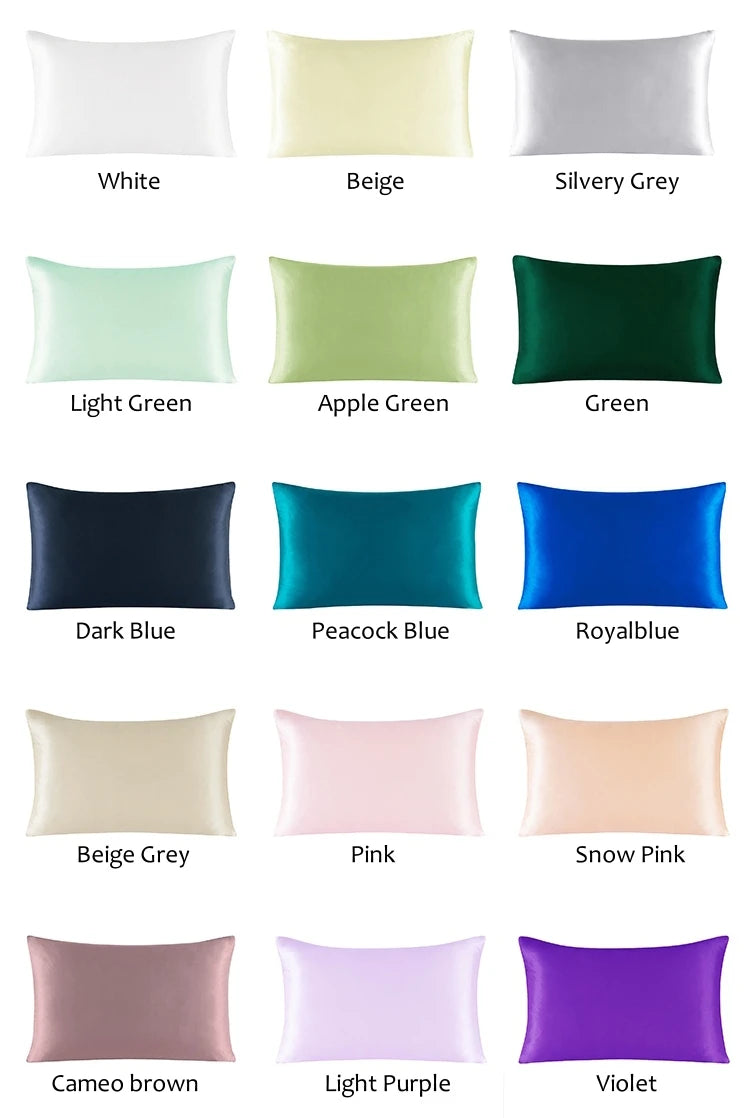 100% Nature Mulberry Silk Pillowcase Zipper Pillowcases Pillow Case For Healthy Standard Queen King Multicolor