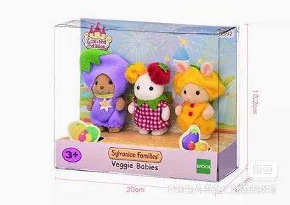Original Sylvanian Families Anime Girl Figures Baby Raincoat Easter Fruit Kawaii Cute Room Decoration Christmas Gift For Kid Toy