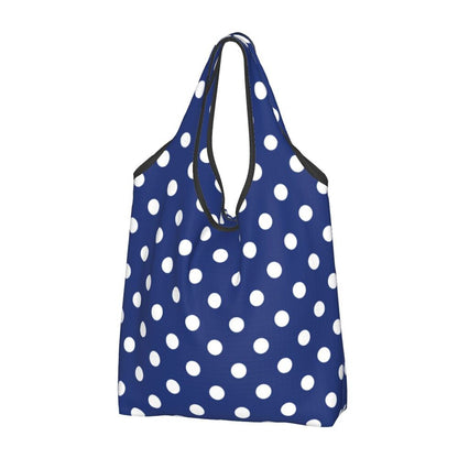 Custom Recycling Classic Black And White Polka Dot Shopping Bag Women Tote Bag Portable Grocery Shopper Bags