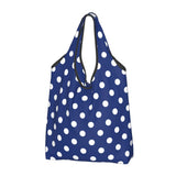 Custom Recycling Classic Black And White Polka Dot Shopping Bag Women Tote Bag Portable Grocery Shopper Bags
