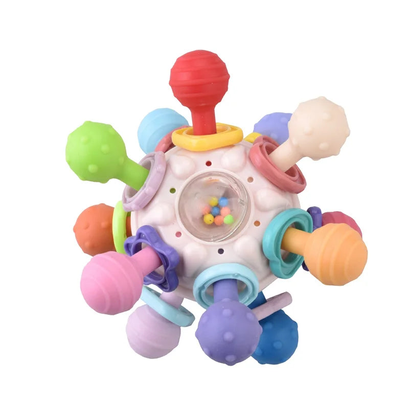 Baby Toys 0 12 Months Rotating Rattle Ball Grasping Activity Baby Development Toy Silicone Teether Sensory Toys for Babies Gifts