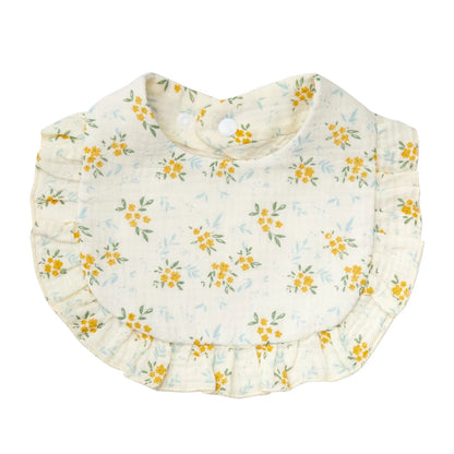 Flower Print Baby Bibs Adjustable Snap Saliva Towel Ruffled Edge Muslin Cotton Burp Cloths Rainbow A Grade Girls Feeding Scarf