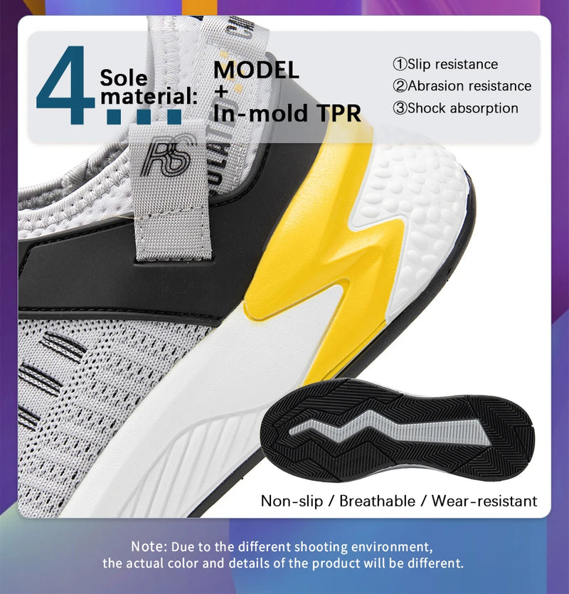 Baasploa Men Casual Sneakers New Mesh Breathable Sport Shoes For Men Lightweight Comfort Running Shoes Non-Slip Outdoor Male