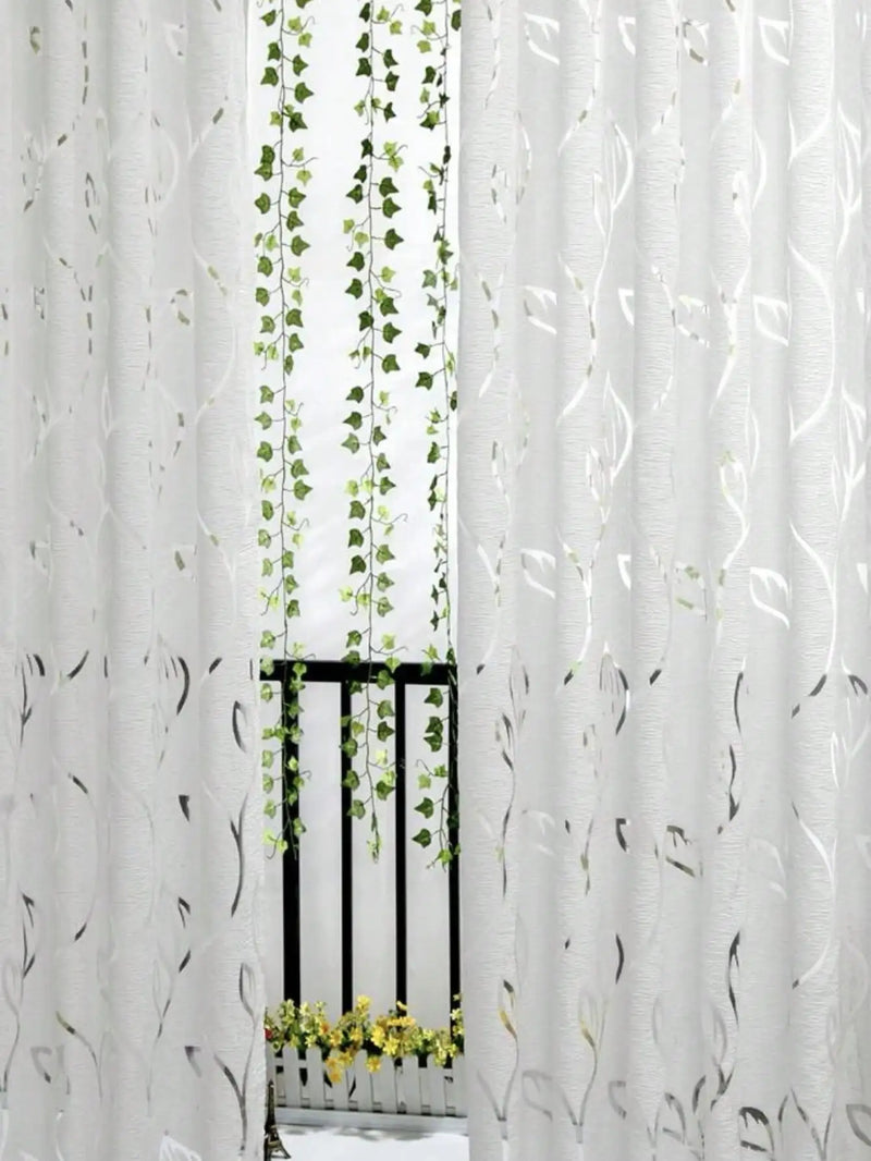 1pc Decorative Cut-Out Design Twining Leaves Sheer Curtain For Bedroom/Living Room