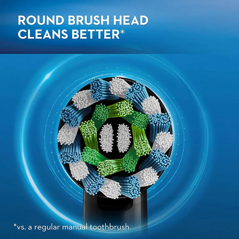 Cepillo de dientes eléctrico Oral B Pro4000 3D Action Clean, 4 modos, sensor de presión visible, dientes más blancos, recargable para adultos.