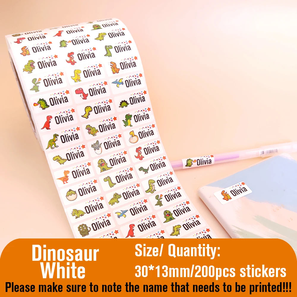 Custom Name Tag Sticker Waterproof Kawaii Stickers Decals Personalized First Name Label for Children School Stationery Bottle