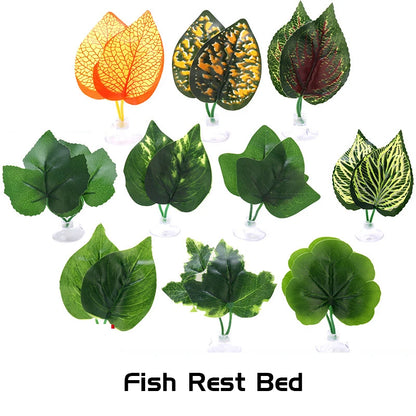 1pcs Fish Tank Artificial Leaf fish rest bed decor Aquarium Decoration Floating Bed Leaf Hammock FightingPerch Betta Spawning