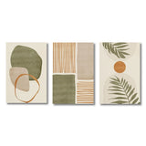 Simple Style Canvas Print Posters Wall Art Painting Set of 3 Tropical Leaves Abstract Shapes Illustrations Modern Art Boho Decor