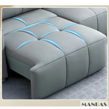 MINGDIBAO Electric Convertible Sofa Bed Italian Genuine Leather Sleeper Couch Multifunction Folding Sofas Beds for Cinema Room