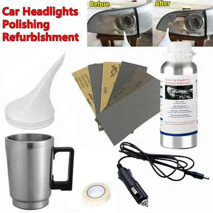 Kit de restauración de pulido de faros de coche de 12 V Herramienta para el cuidado de faros automotrices Restauración de faros de coche Líquido Restaurador de faros