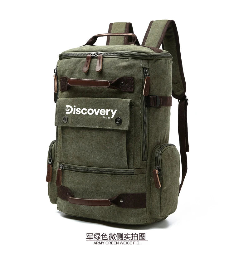 Mochila de lona multifuncional DISCOVERY-SUN, mochila informal para senderismo, mochila escolar para deportes al aire libre, mochila de viaje de gran capacidad.