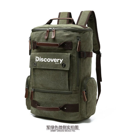 Mochila de lona multifuncional DISCOVERY-SUN, mochila informal para senderismo, mochila escolar para deportes al aire libre, mochila de viaje de gran capacidad.