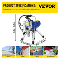 VEVOR Airless Spraying Machine Professional Ultra Silent Wall Paint Spray Gun 3000PSI-Pressure 2.5L/Minute-NoLoad Displacement
