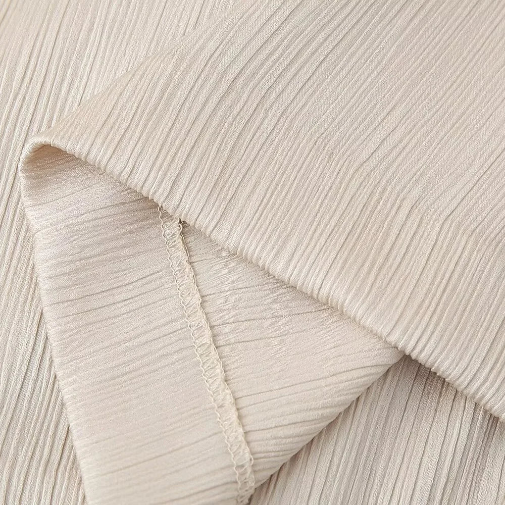 Conjunto de chaqueta y pantalón de traje cruzado con efecto arrugado para mujer, primavera y verano 2024, estilo europeo y americano