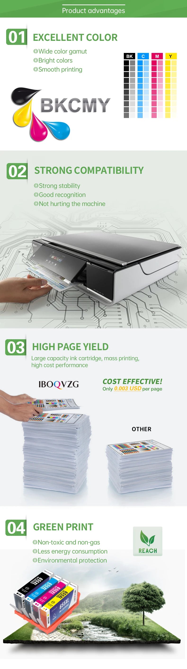 IBOQVZG 655XL New Ink Cartridge For HP 655XL Compatible For HP655  Deskjet Ink Advantage 3525 4615 4625 5525 6525 Printer