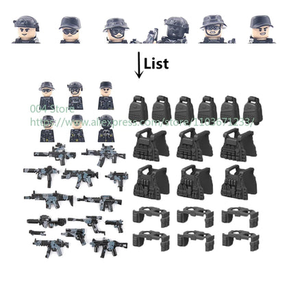 Military Special Forces Action Figure Building Blocks Ghillie Suit Weapons Sniper SWAT Ghost KSK Police Bandit Boy Toy Gift F029