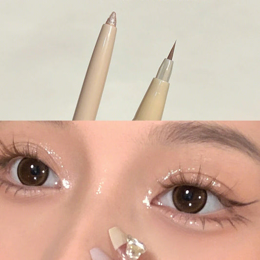 Lápiz de sombra de ojos de doble punta con efecto gusano de seda, mate, perlado, fino, iluminador, contorno para párpados. 