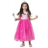 Girl Pink Dress Aurora Cosplay Costume Princess Deluxe Outfit Children Summer Brthday Party Elegant Gown Fairy Disguise Sets