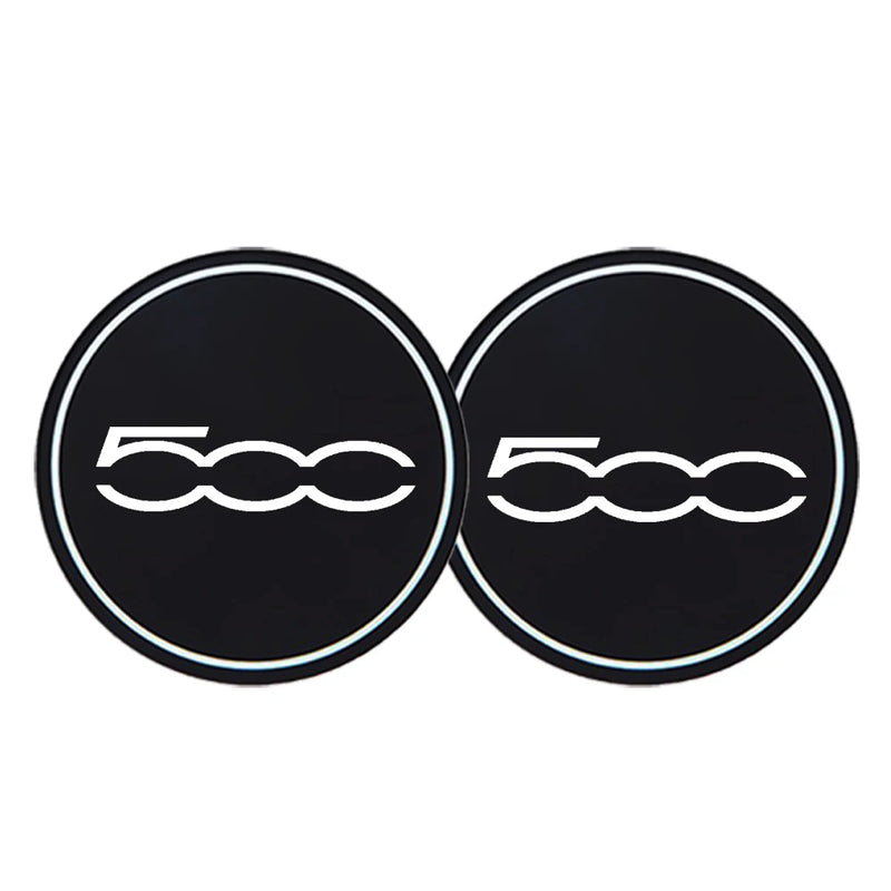2 alfombrillas de goma antideslizantes para taza de agua de coche, impermeables, para Fiat 500, 500C, 500X, 500L, Abarth 695, accesorios para coche.