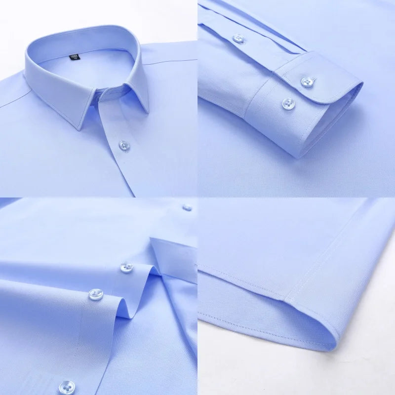 New Fabric 80% Cotton 15% Elastic Silk 5% Spandex No-Iron Anti-Wrinkle Men's Long Sleeve & Short Sleeve Formal Shirts