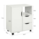 SoBuy FBT105-W printer table with 2 drawers and 1 door files wardrobe roll container office cart side trolley office container White