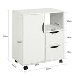 SoBuy FBT105-W printer table with 2 drawers and 1 door files wardrobe roll container office cart side trolley office container White