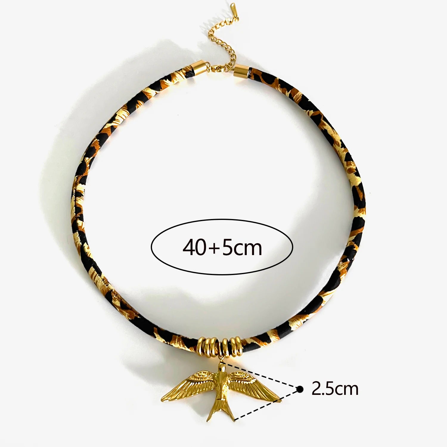 GHIDBK Europe and America Exaggerated Stainless Steel Heart Sun Pendant Necklace Vintage Trend Leopard Print Necklaces for Women
