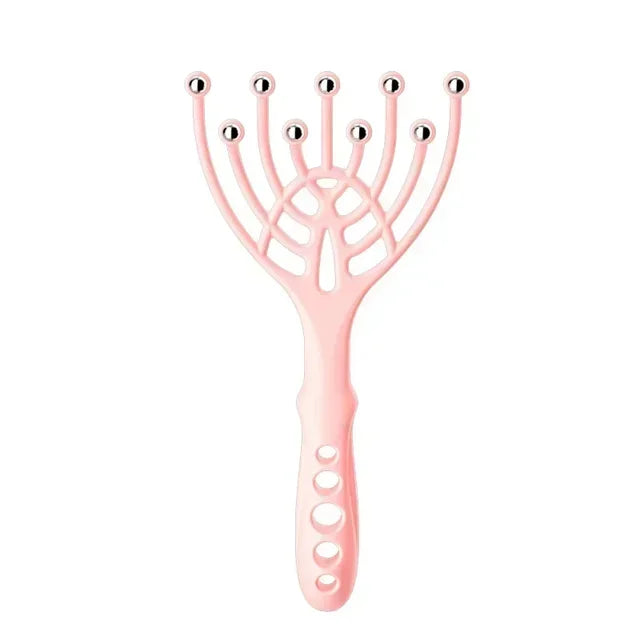 Masajeador de cabeza y cuello con peine de cinco dedos y bola de acero de 9 garras, ideal para relajarse, spa, cuidado del cabello y aliviar el estrés. 