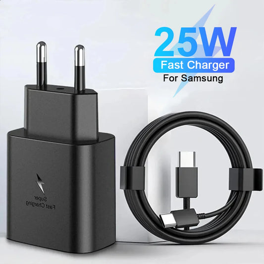 Cargador USB C de 25 W para Samsung Galaxy S21, S22, S23, S24 Ultra, A54, A53, A34, cable de datos tipo C de carga rápida, adaptador de cargador