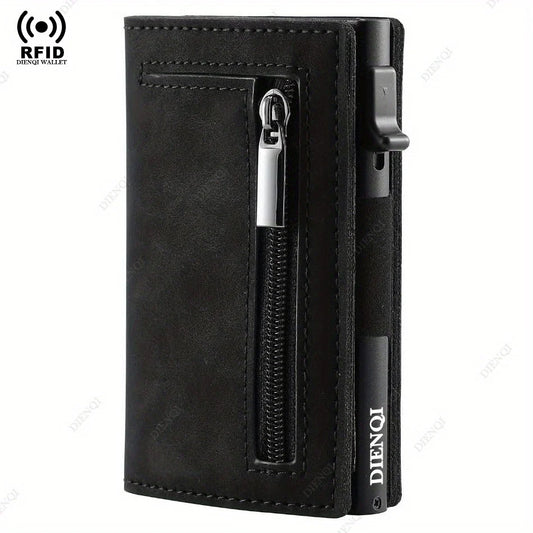 Magnetic Credit Card Holder Luxury Men Wallet Rfid Blocking Pop Up Minimalist Wallet Leather Bank Cardholder Case Vallet for Men