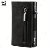 Magnetic Credit Card Holder Luxury Men's Wallet RFID Blocking Pop Up Minimalist Wallet Leather Bank Card Holder Case Vallet for Men