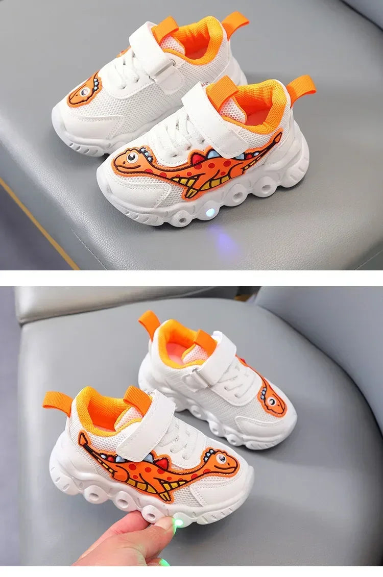 Tennis Shoe LED Children Trainer Cartoon Boy Casual Sneaker for Boy Kid Shoe for Girl Mesh Breathable Shoe Baby Illuminated Shoe