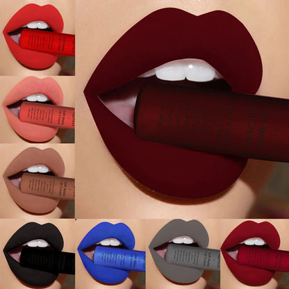 Lápiz labial líquido mate resistente al agua, brillo labial aterciopelado de larga duración, tubo mate nude, pigmento rojo, negro, maquillaje, lápices labiales cosméticos. 