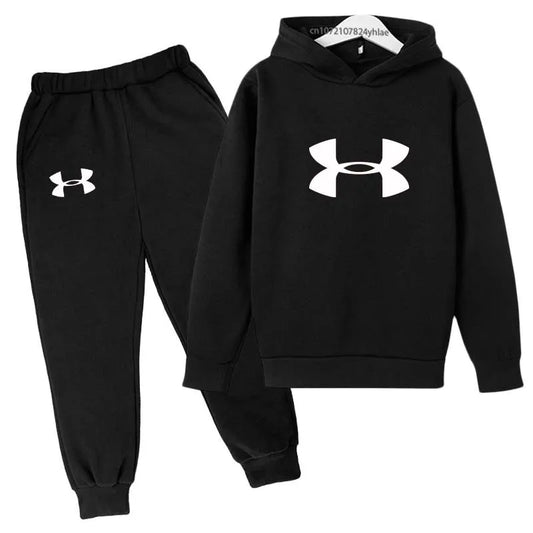 Sudadera con capucha y pantalones para niños, chándales con estampado de letras a la moda para primavera y otoño, 2 uds., trajes informales para niños y niñas de 2 a 13 años