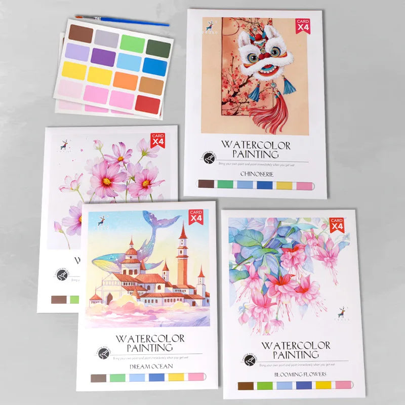 Bview Art Parent-Child Gouache Painting Kit with Watercolor Pads, DIY Coloring Notepad for Kids & Stress Relief Art Supplies