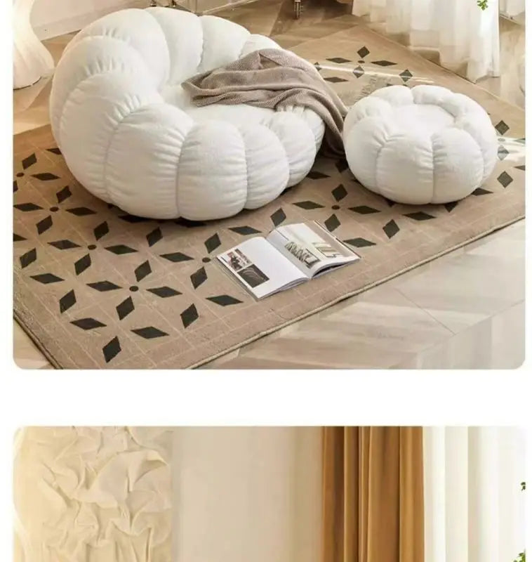 Lazy sofa, small sofa for lying down and sleeping, bedroom balcony leisure chair, cream style lazy chair, tatami chair