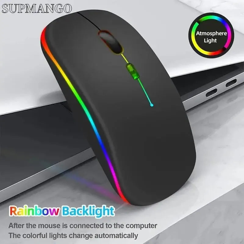 Wireless Mouse Rechargeable Silent LED Backlit Mice PC Laptop Computer Mouse 2.4Ghz Receiver Bluetooth Dual Mode Optical Mice