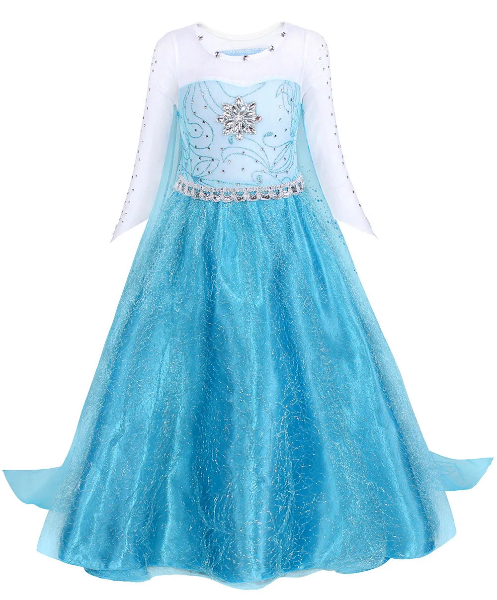 Snow Queen Elsa Dresses for Girls Costumes Kids Cosplay Halloween Princess Children Gowns Clothing Party Dresses Outfits 2-10Yrs