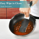 LMETJMA Stainless Steel Frying Pan Nonstick Honeycomb Fry Pan With Lid Induction Ceramic Electric Gas Cooktops Compatible KC0480