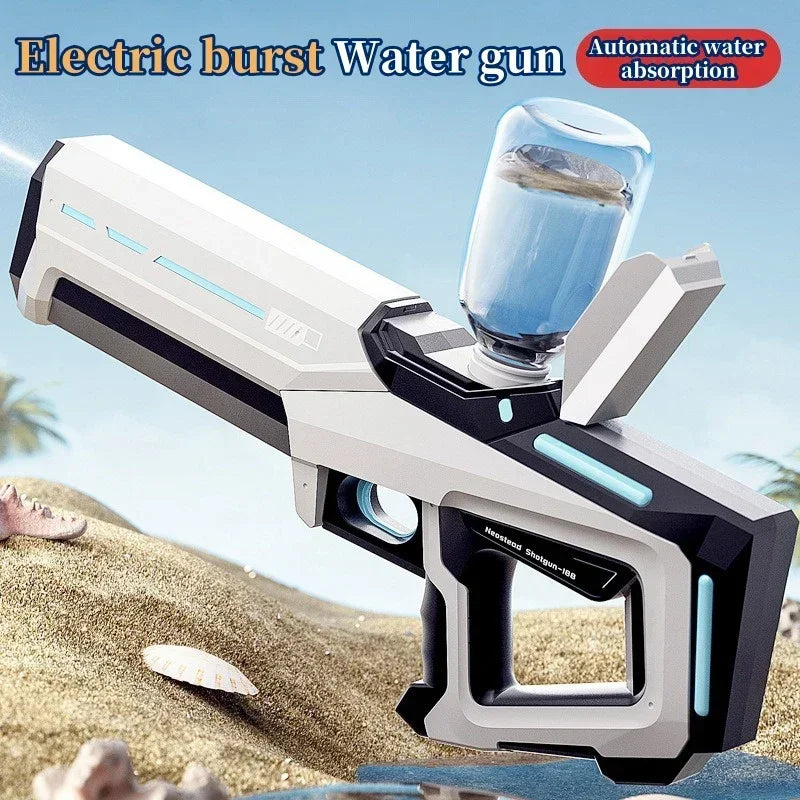 Pistola de agua eléctrica automática con absorción de agua, entretenimiento en piscinas de playa al aire libre, pistola de agua para adultos y niños