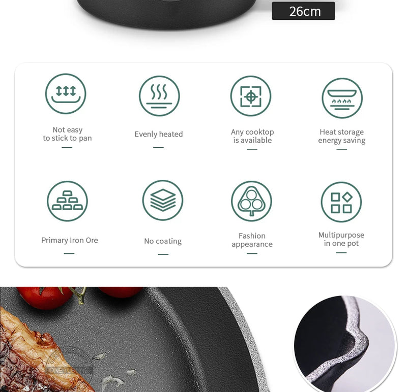 14/16/20cm Cast Iron Frying Pan,Non-stick Skillet Kitchen Fry Pot,Breakfast Pan Omelette  pancake pan,Induction Cooking Cookware