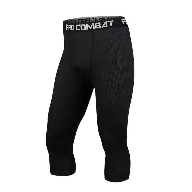 Basketball 7-point Tights Men's Sports Fitness Five-point White Training Pants Compressed High Elastic Quick-drying Leggings
