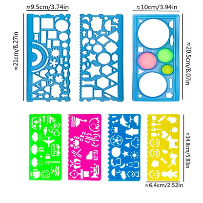 Animal Geometry Art Multifunctional Hollow Rulers Drafting Tools School Painting Supplies Office Kid Art Drawing Stationery Rule
