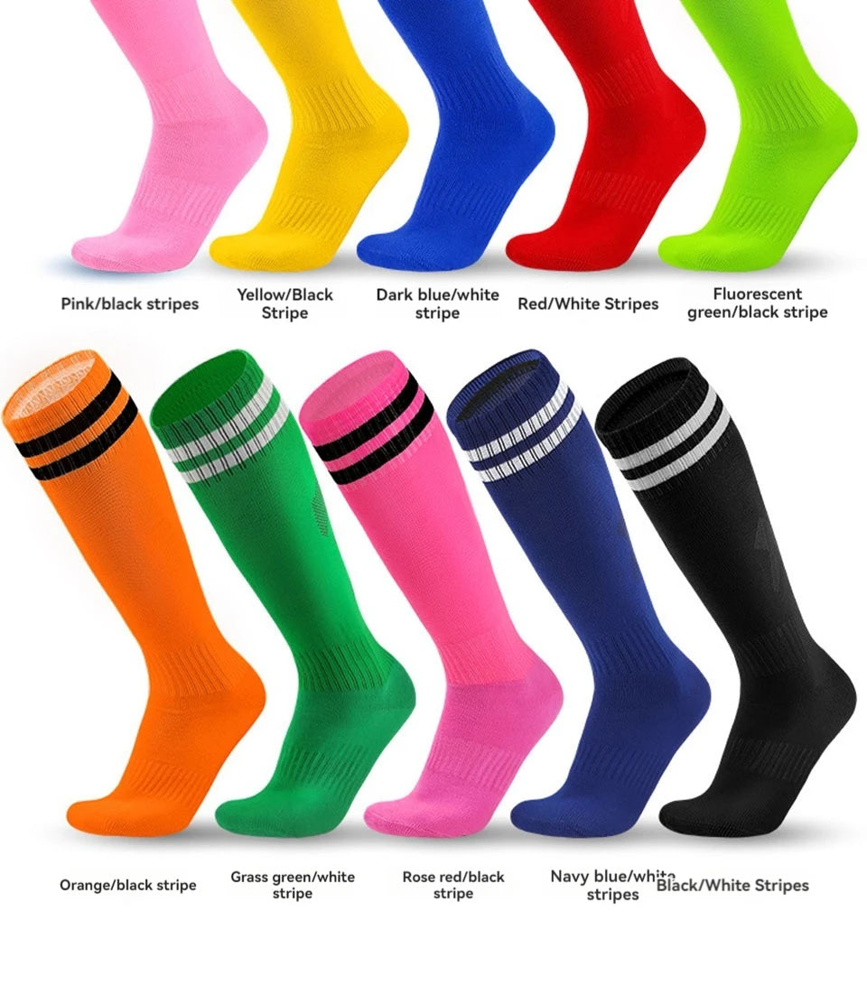 Loogdeel 1 Pair Soccer Socks Stripe Knee High Softball Baseball Team Sports Socks Breathable Football Socks for Kids Adults