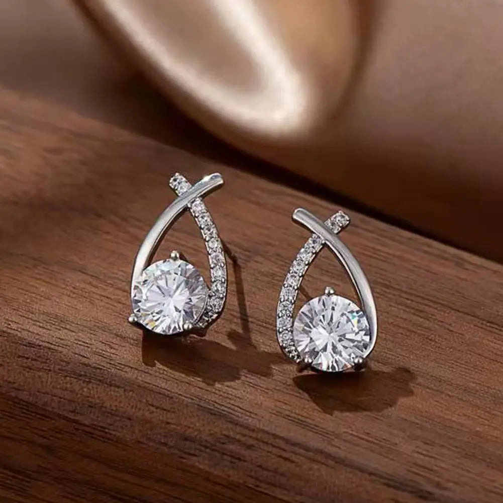 Elegant Cross Earrings for Women, Crystal Rings, Fishtail Jewelry, Lady's Gifts, Korean Style, Fashion