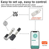 Tuya APP Fingerprint Cylinder Electronic Smart Door Lock Digital Keypad Code Key Card Remote Control Adjustable Home Apartment