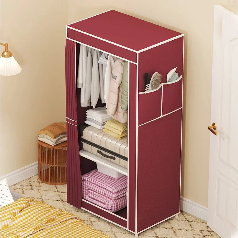 Dustproof Wardrobe Fabric Wardrobe Floor Standing Multilayer Foldable Clothing Hanger Large Capacity Dustproof Bedroom Furniture