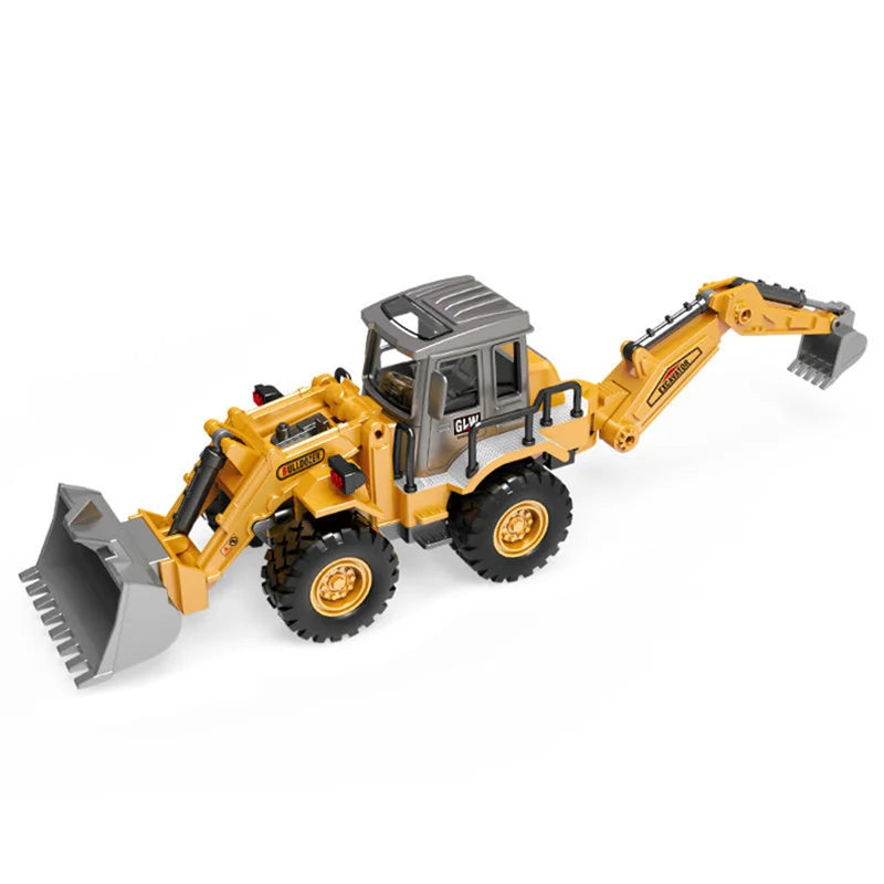 2 in 1 Toys for Boys Alloy Tractor Kids Excavator Bulldozer Miniature Truck Model Diecast Engineering Vehicle Children Gifts