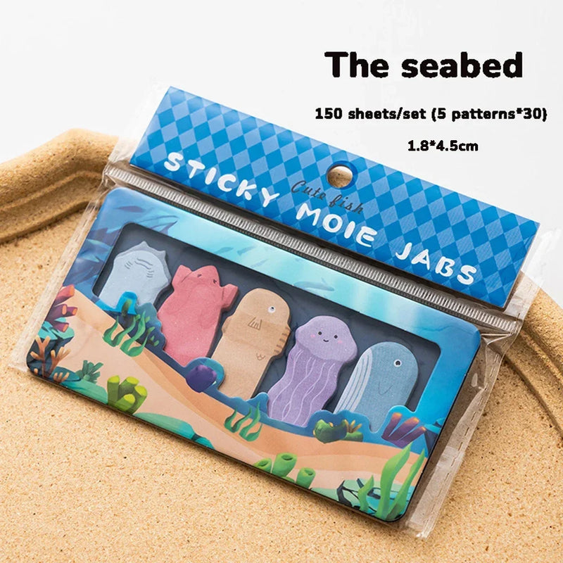 150 Sheets/set Cartoon Animals Sticky Notes Classified Indexing Stickers Bookmarks Notepads Stationery
